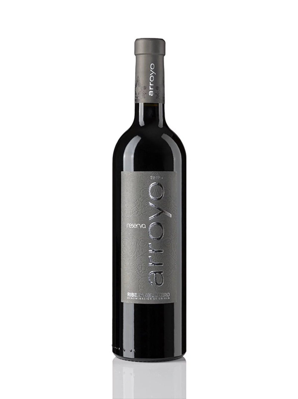 Bottle of Circa red wine with dark label and capsule on white background